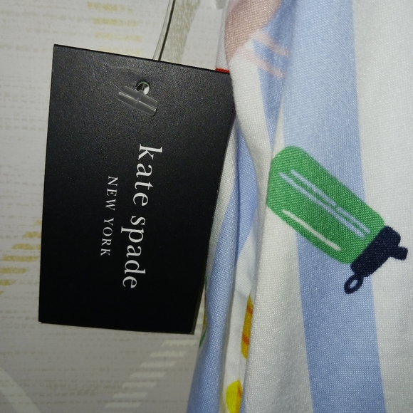 Kate Spade Aqua Stripe Pajamas Set PJ Shirt + Shorts Sleepwear KS12601T - Picture 9 of 16